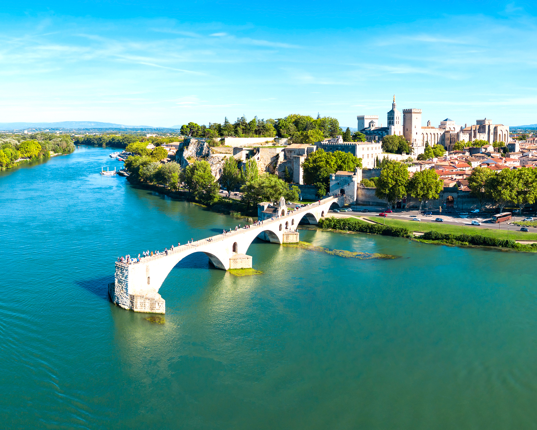 Avignon city aerial view, France