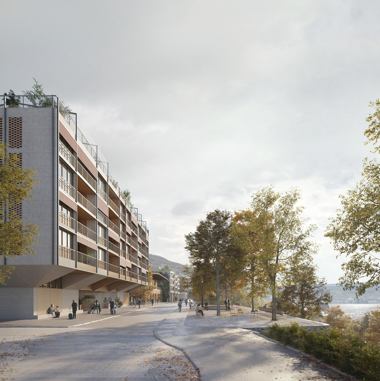 2024.02.09 NAG Arealentwicklung Bhf Herrliberg-Feldmeilen. Visualisierung 3. Hosoya Schaefer Architects AG Zürich_weiss-abgeschnitten_web